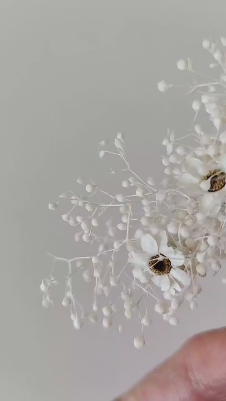 Ivory Dried Flower Hair Comb & Pins: Bridal Hair Accessories