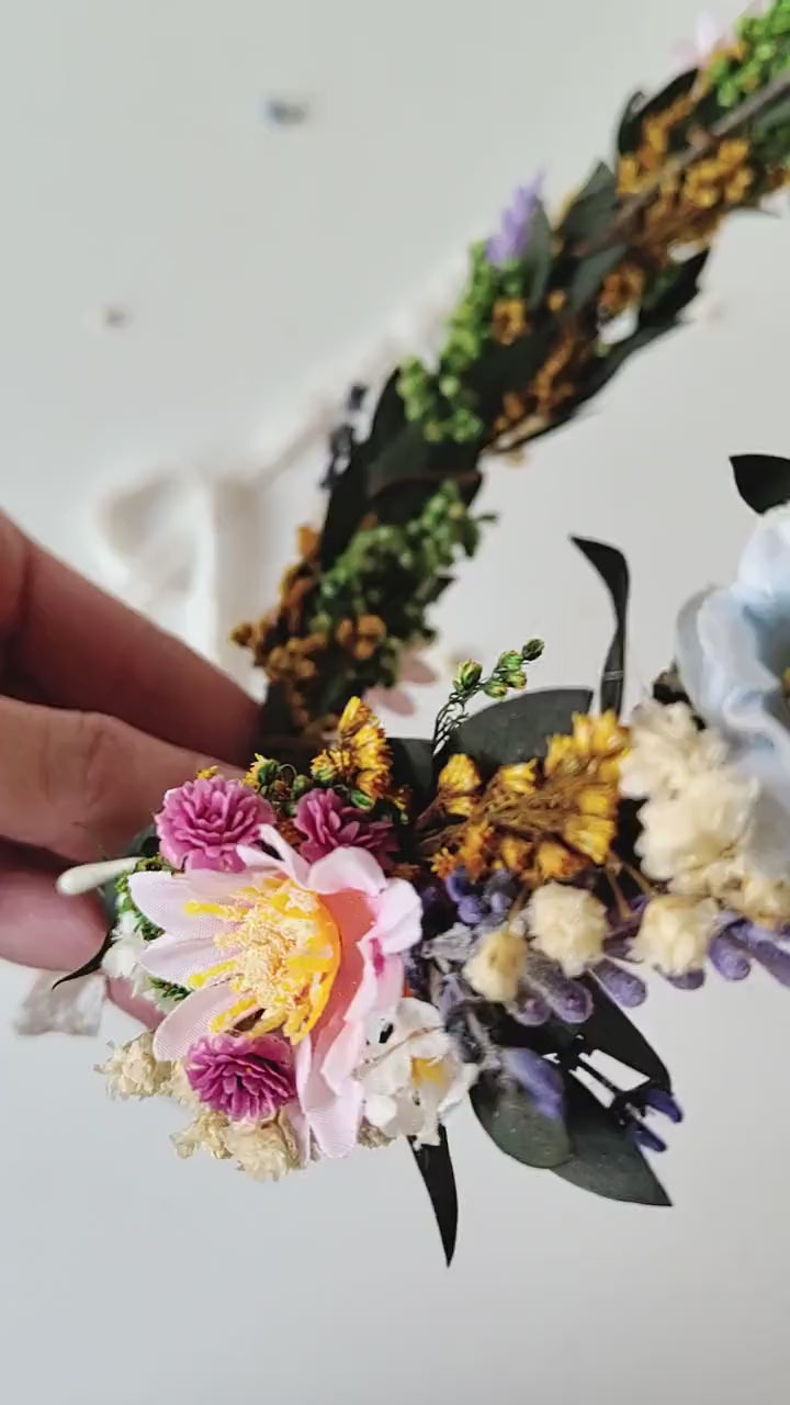 Lavender Flower Hair Wreath: Handmade Bridal Crown, Meadowy Wedding