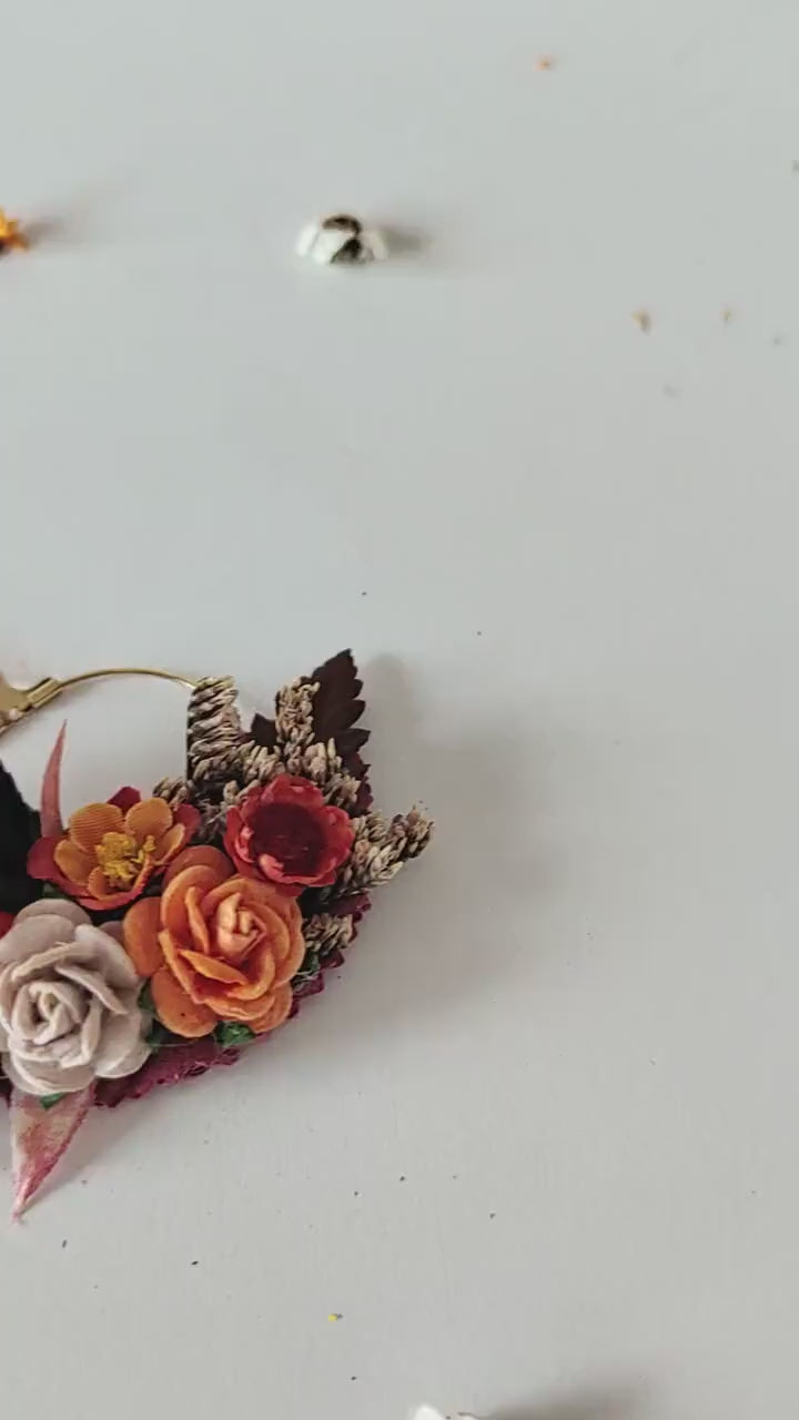 Terracotta Flower Circle Earrings: Autumn Wedding Jewelry