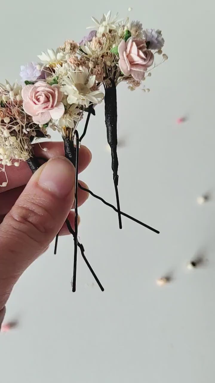 Pastel Flower Hairpins: Romantic Wedding Bridal Hair Accessory