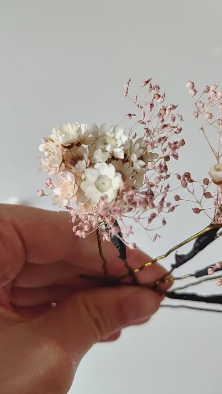 Rose Gold Wedding Hair Pins: Ivory Flower Bridal Accessory