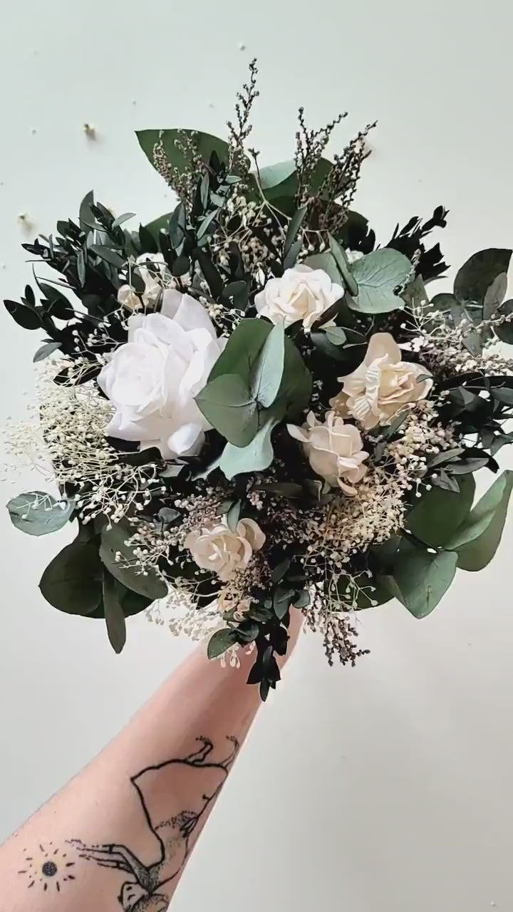 Eucalyptus Wedding Bouquet: White Peony & Greenery Bridal Bouquet