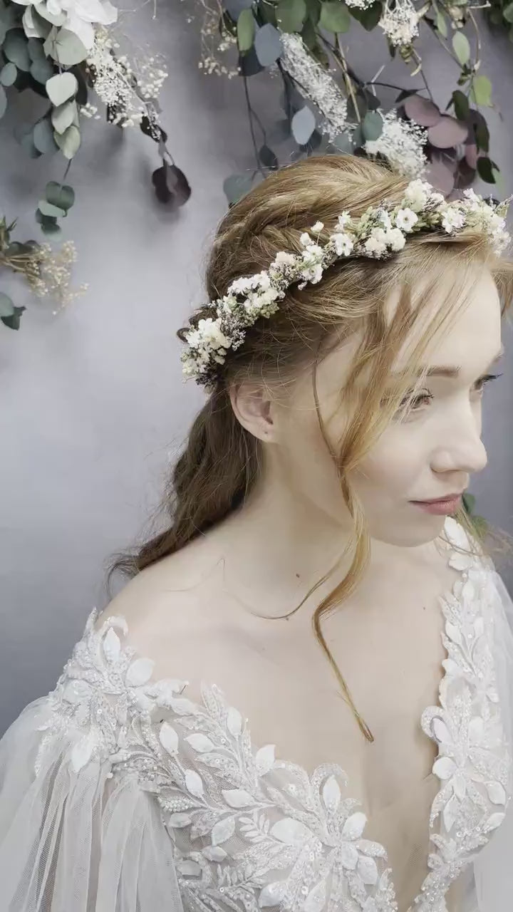 Dried Flower Wedding Crown: Greenery Bridal Headpiece