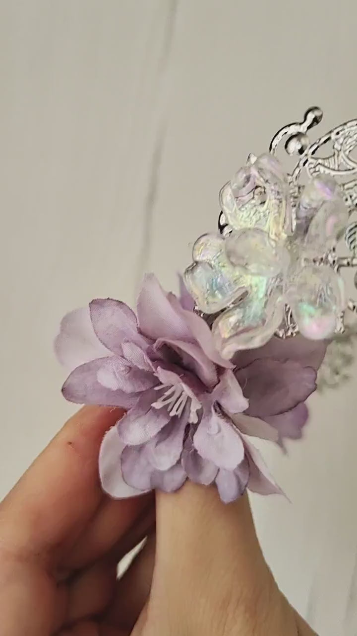Lilac Flower Bridal Crown: Vintage Elf Wedding Tiara