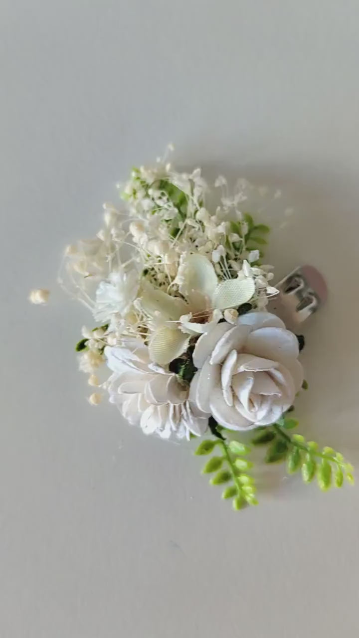 Ivory Flower Shoe Clips: Bridal Wedding Accessories