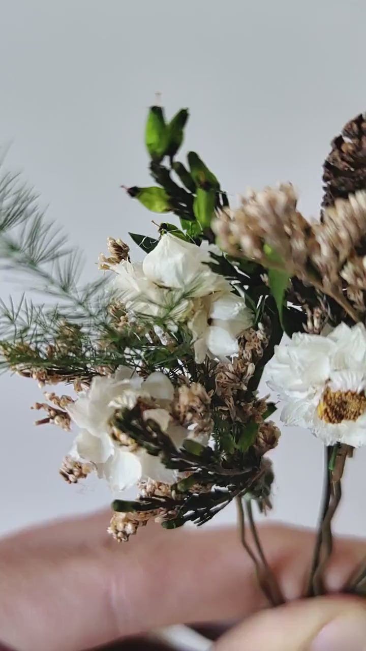 Woodland Flower Hair Pins: Rustic Wedding Bridal Hair Accessories