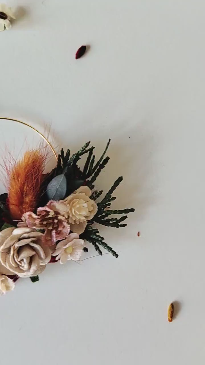 Terracotta Flower Circle Earrings: Autumn Wedding Jewelry