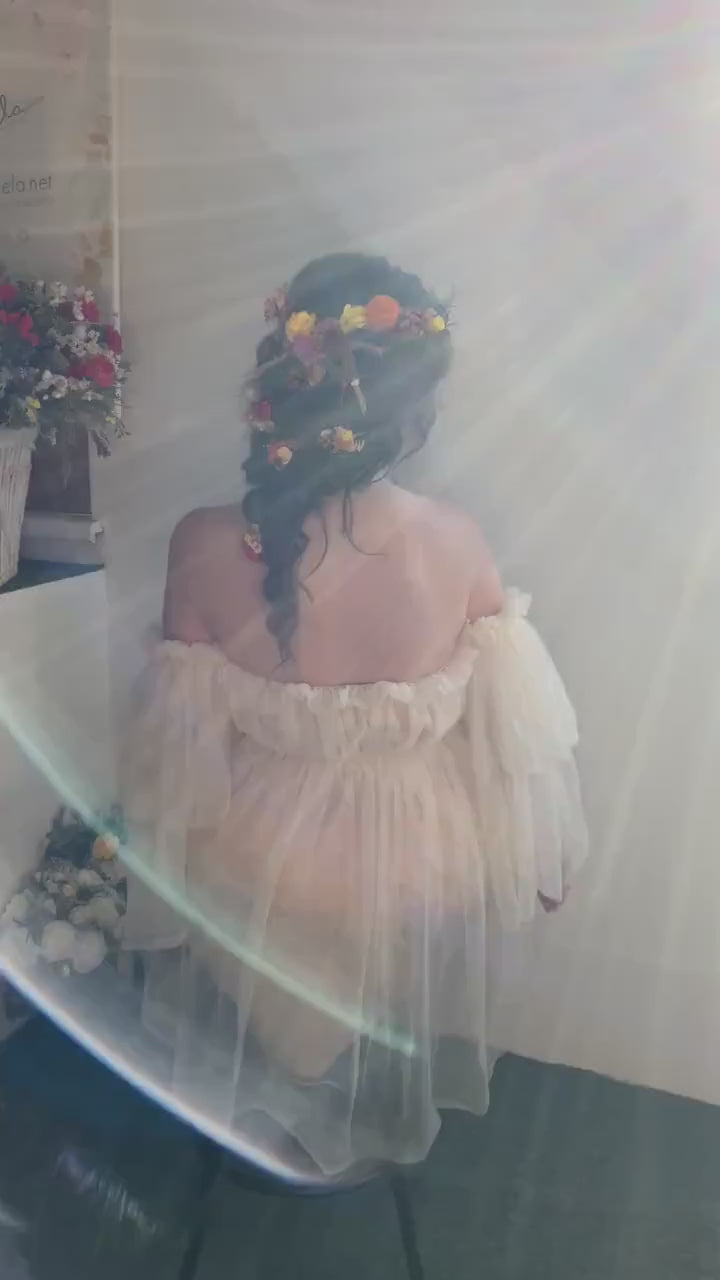 Autumn Frida Flower Hair Vine: Colorful Bridal Headpiece