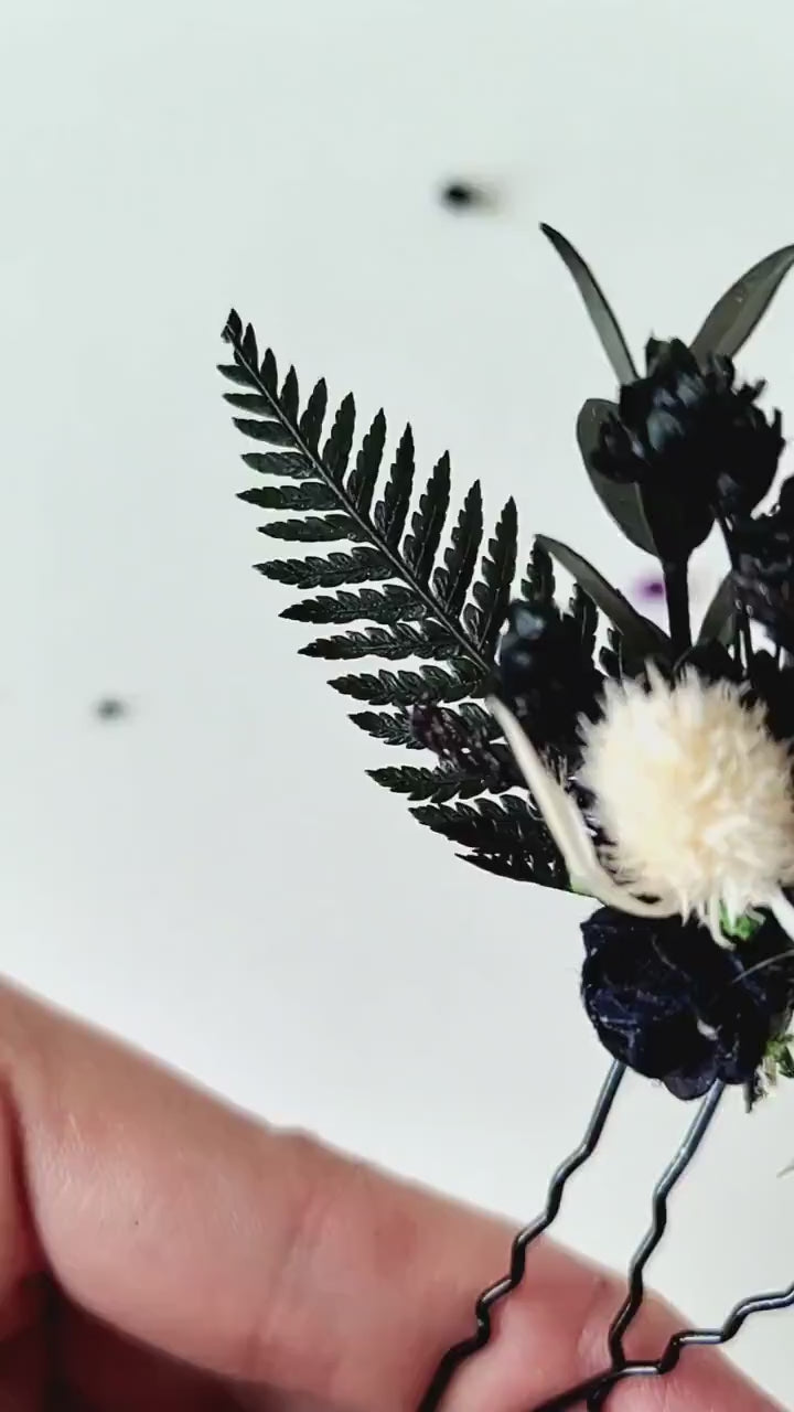 Gothic Wedding Black Lace Veil: Corpse Bride Flower Hairpins