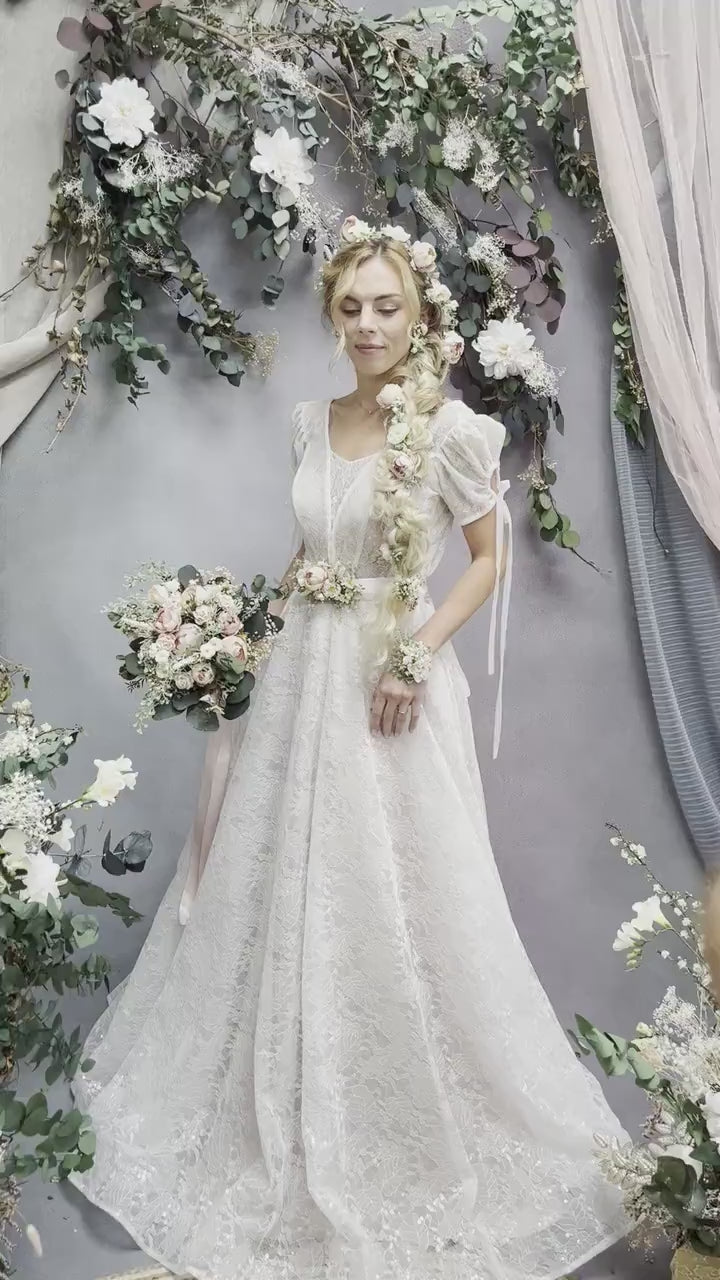 Blush Rose Wedding Corsage: Romantic Flower Bracelet with Ribbon