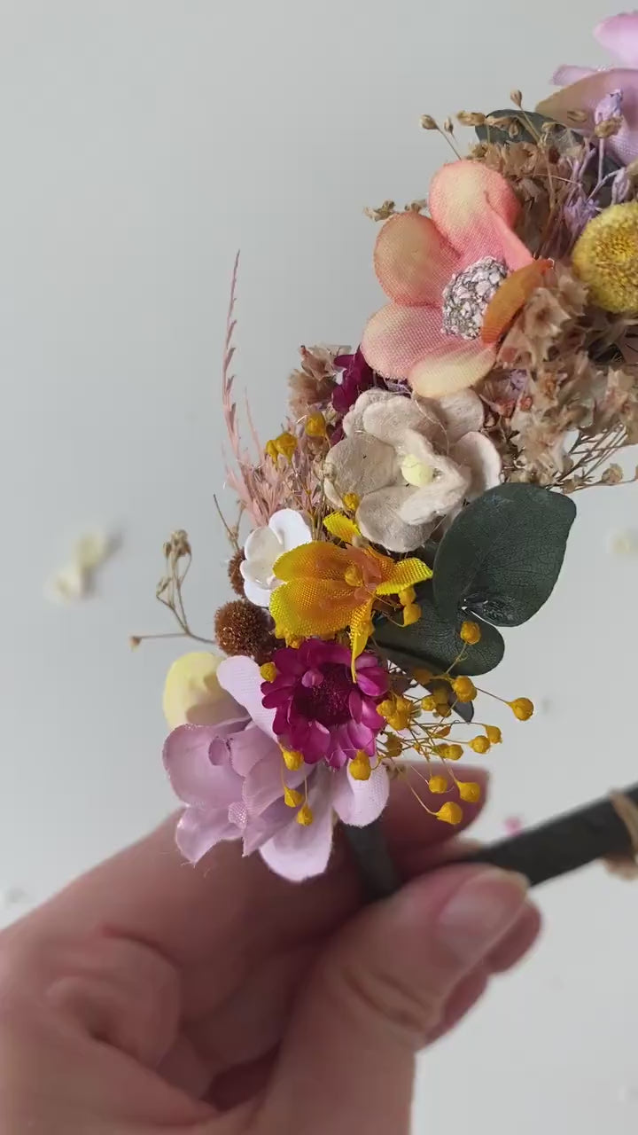 Colorful Wildflower Headband: Boho Bridal Flower Crown