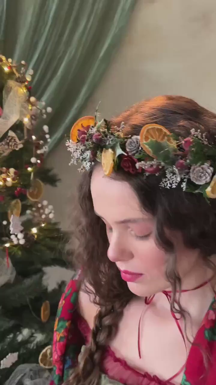 Winter Orange Christmas Accessories – Earrings, Headbands, Brooch & Glass Decorations