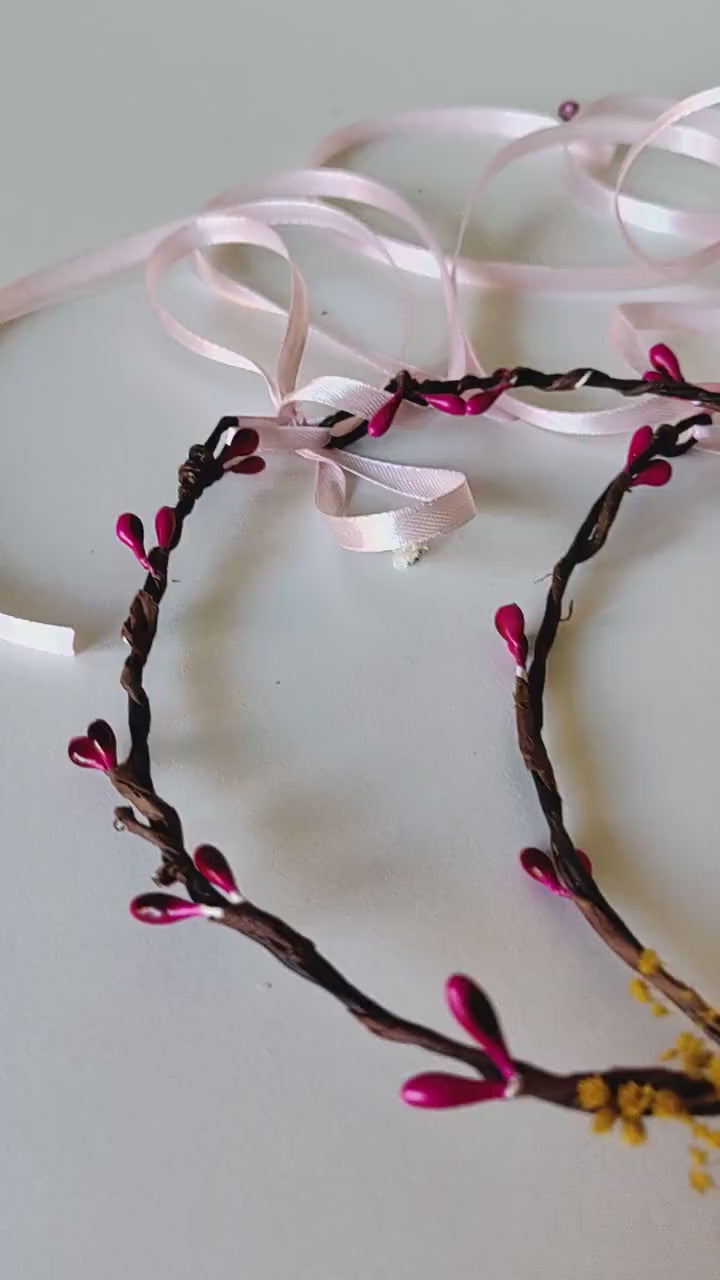 Floral Hair Wreath Set: Yellow & Pink Flower Crowns