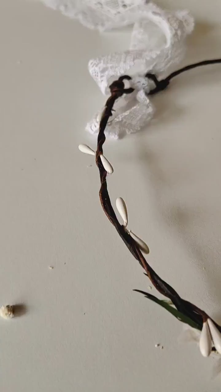 First Communion Flower Crown: White Floral Headband & Bracelet Set