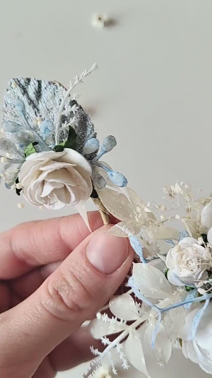 White Rose Flower Hair Vine: First Communion Headpiece