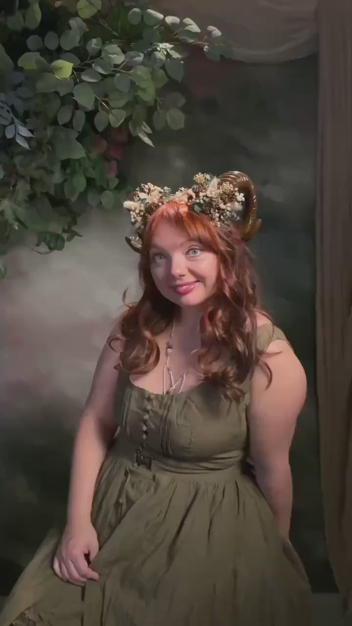 Woodland Horns Headband: Wicca Pagan Crown with Pine Cones