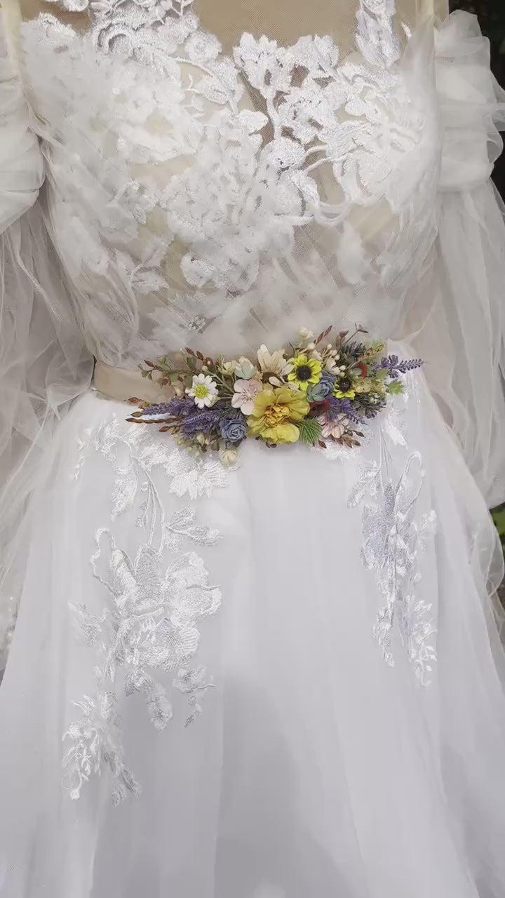 Colorful Flower Wedding Belt: Sunflower, Daisy, Lavender