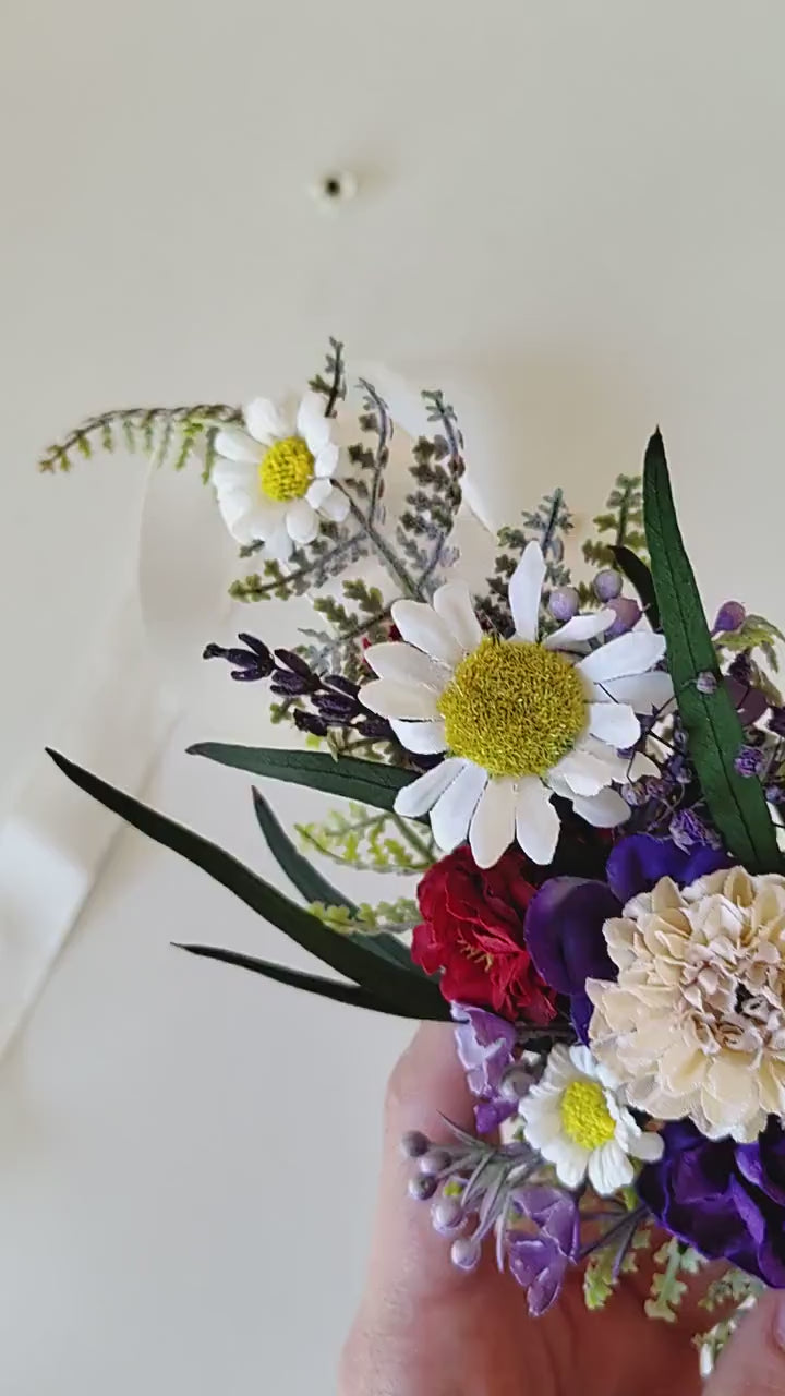 Daisy Bridal Flower Belt: Purple Meadow Wedding Dress Accessory