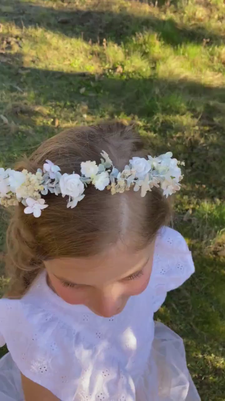 White Rose Flower Crown: First Communion Headpiece
