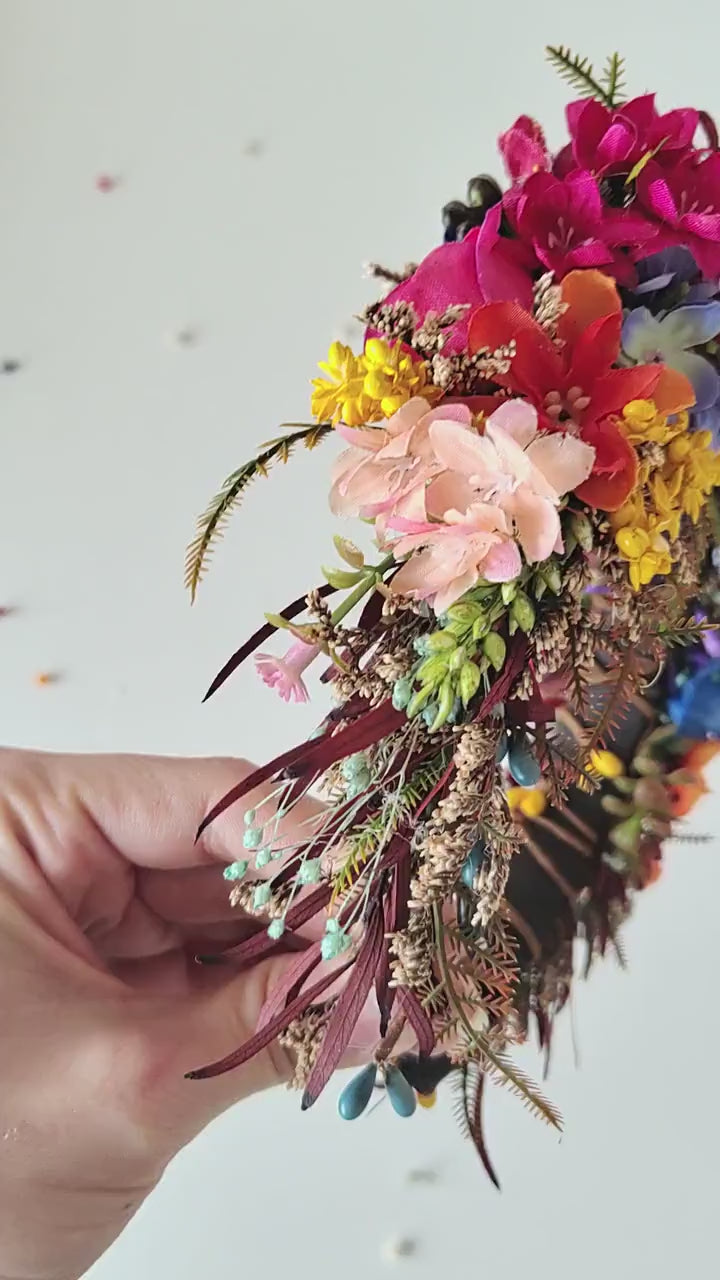 Colorful Floral Headband: Summer Wedding Bridal Headpiece