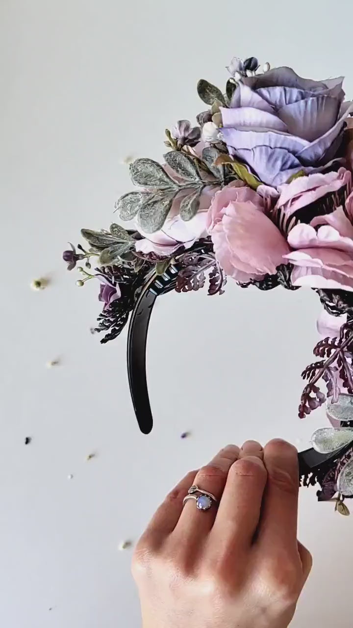 Violet Flower Headband: Frida Inspired Purple Floral Crown