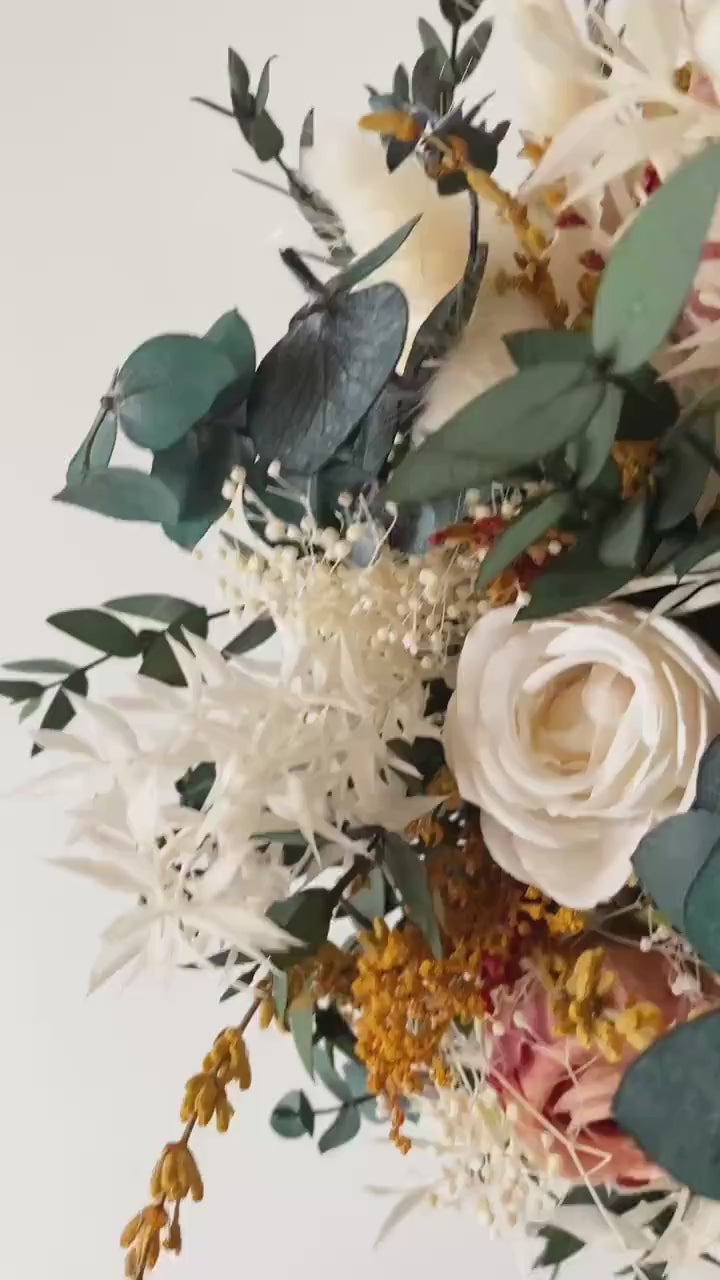 Earthy tones Bridal Bouquet: Rustic Autumn Boho Wedding