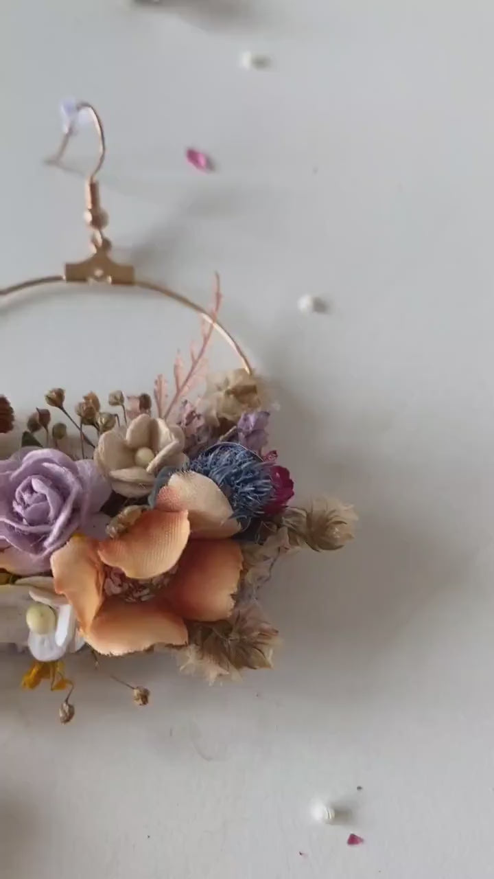 Floral Circle Earrings: Boho Wedding Flower Earrings