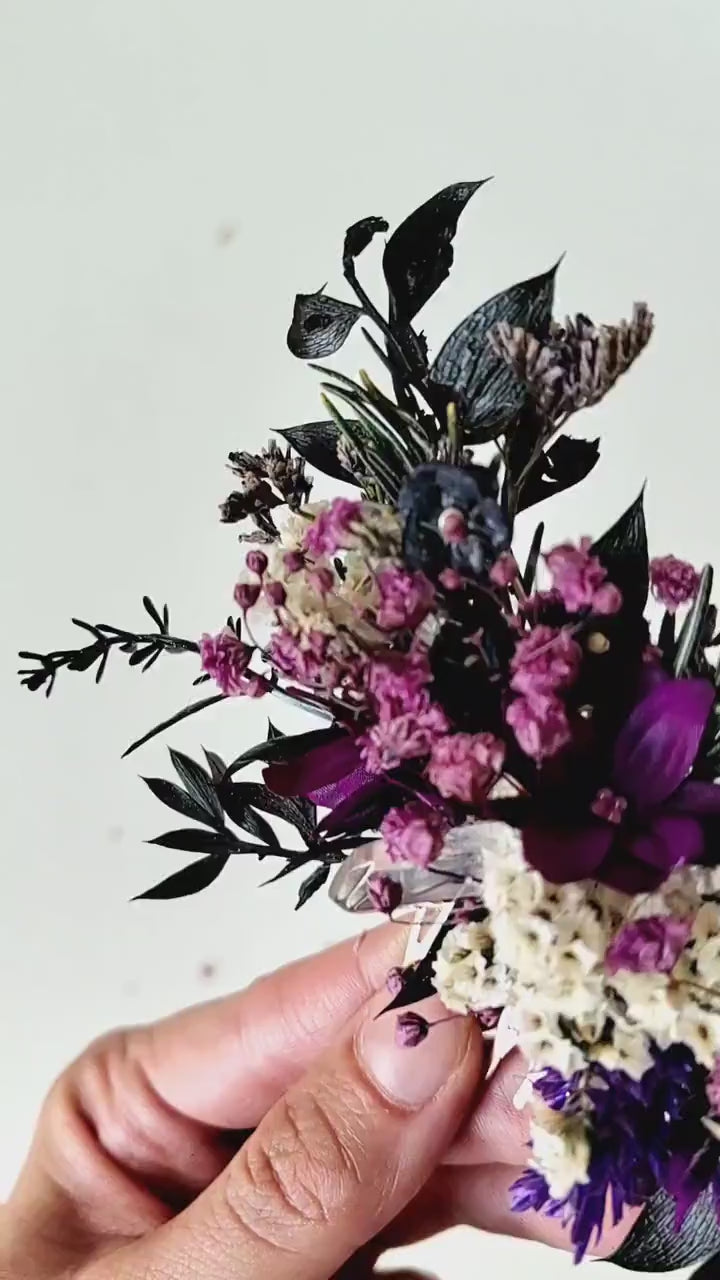 Purple Flower Hair Comb: Autumn Wedding Bridal Hair Accessory