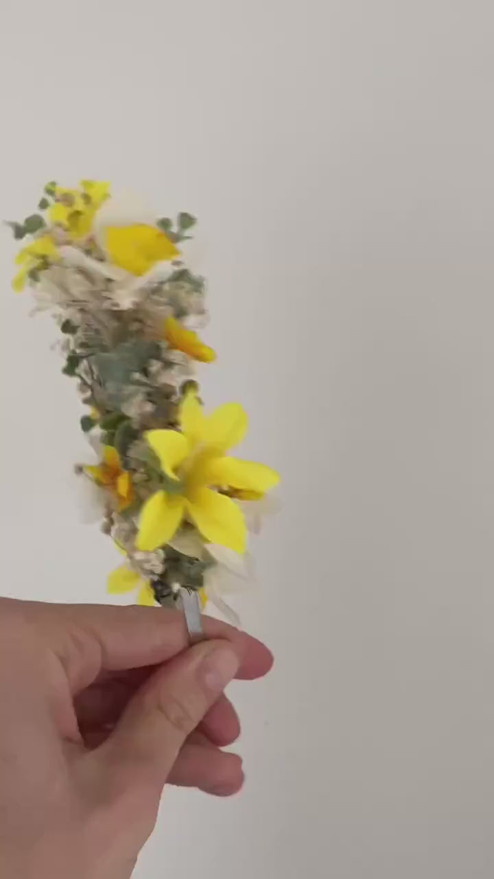 Forsythia Flower Crown: Yellow Narcissus Headband, Bridal Headpiece