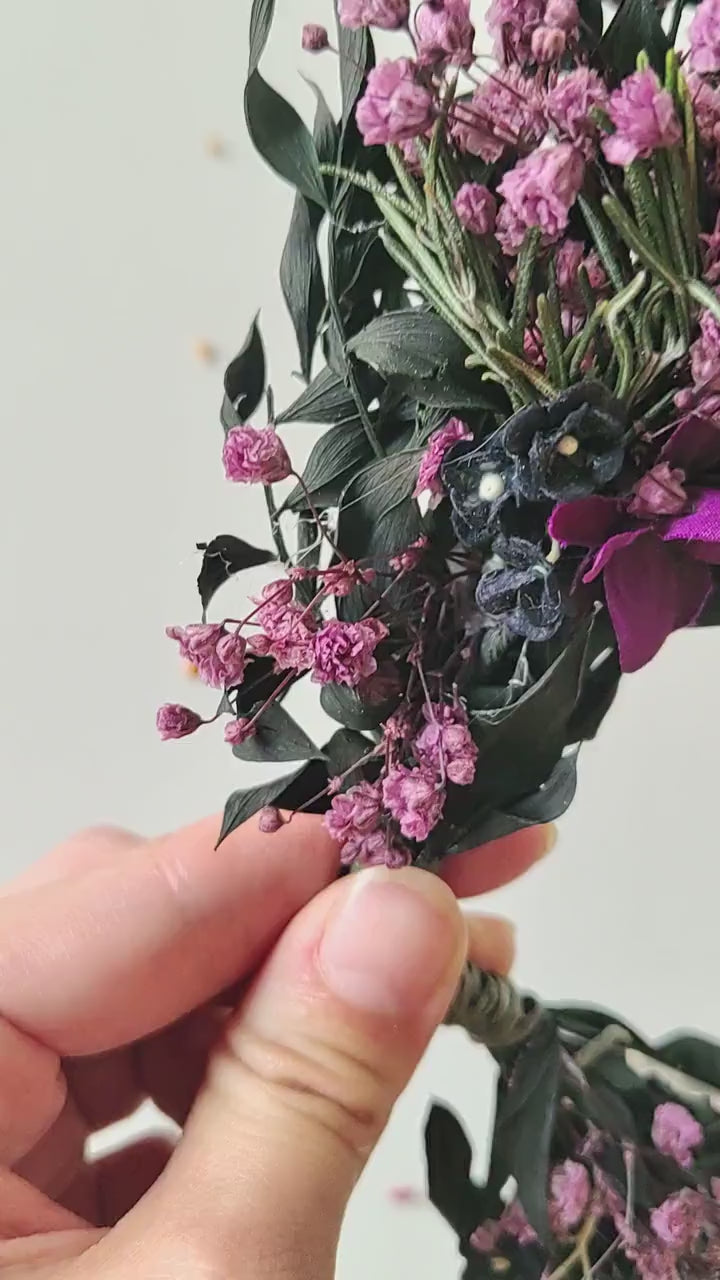 Purple Crystal Bridal Crown: Gothic Flower Headband, Halloween Wedding