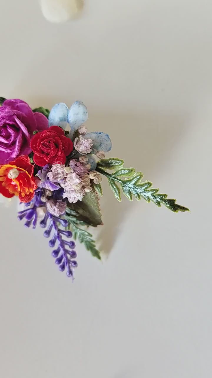 Colorful Flower Stud Earrings: Boho Wedding Jewelry