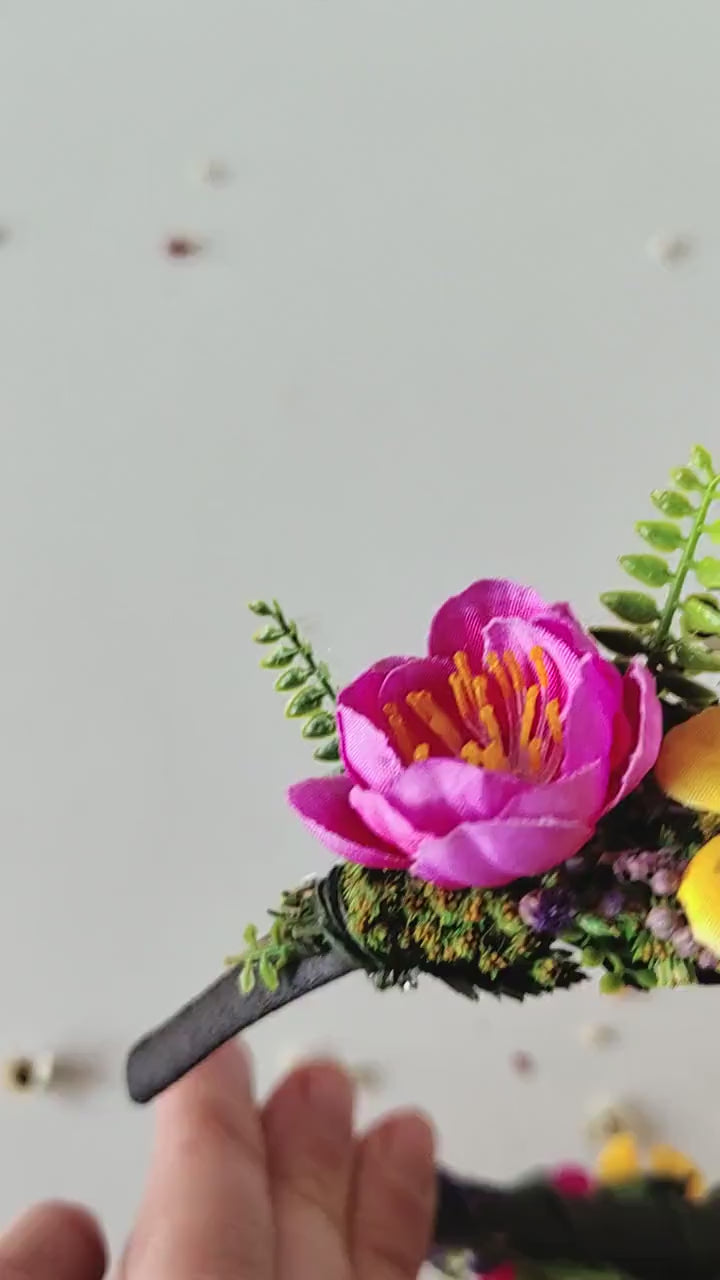 Magenta Flower Headband: Summer Wedding Bridal Headpiece