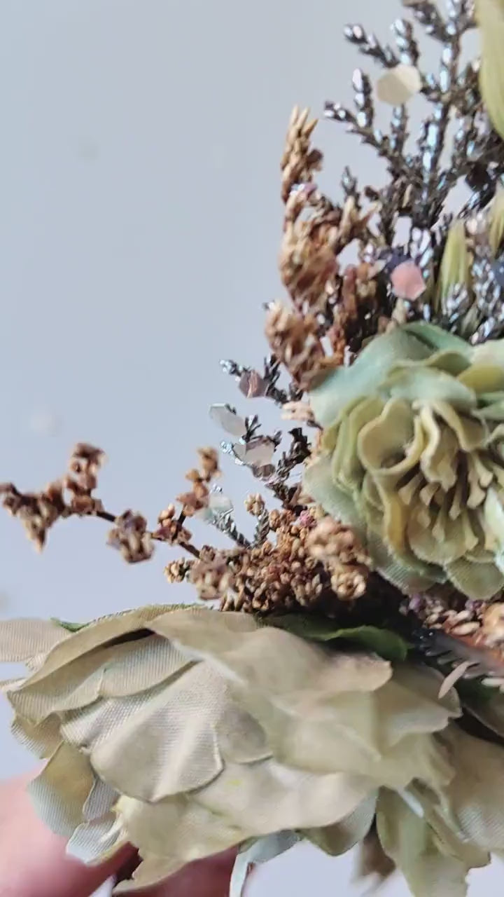 Vintage Bridal Flower Crown: Mint Green Wedding Headpiece