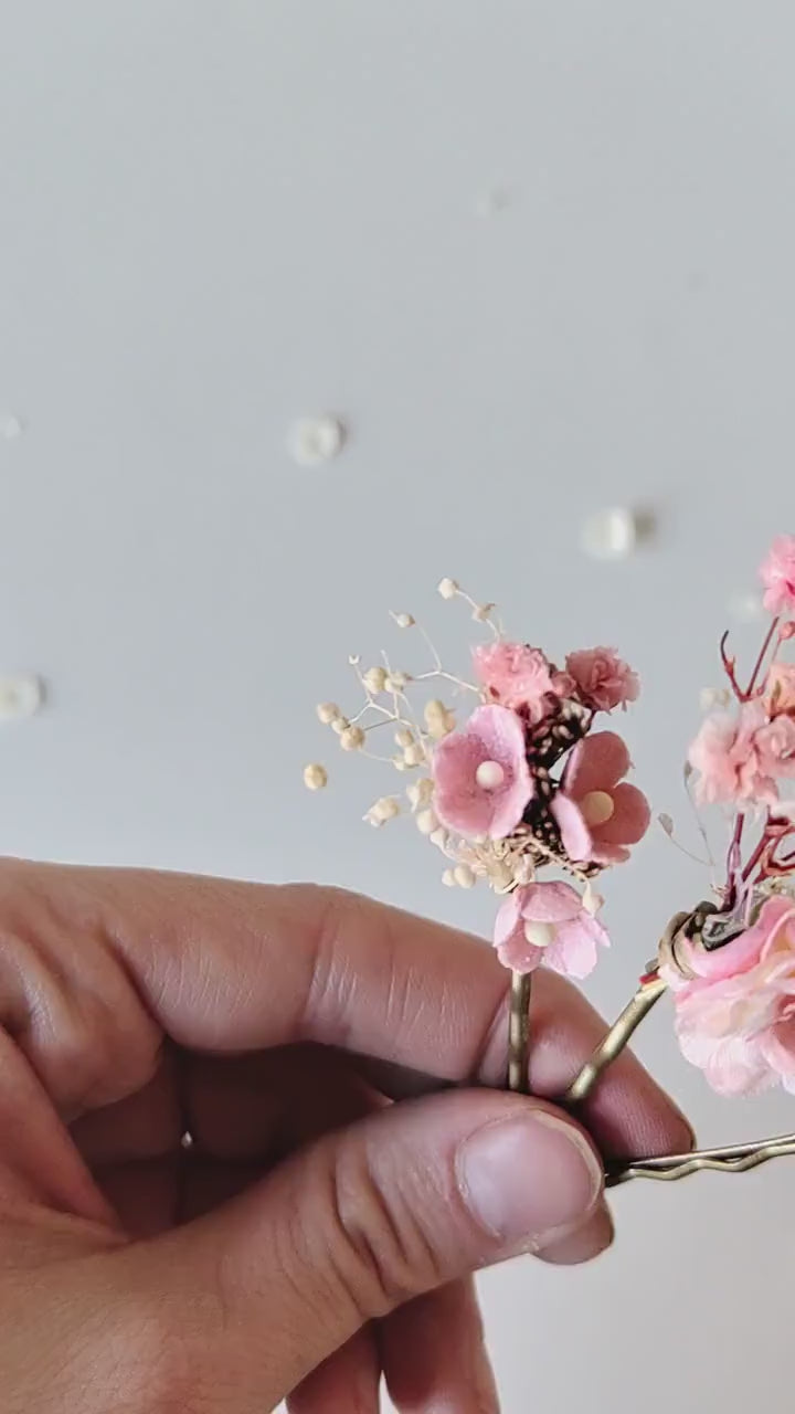 Pink Flower Hairpins: Romantic Bridal Hair Accessories