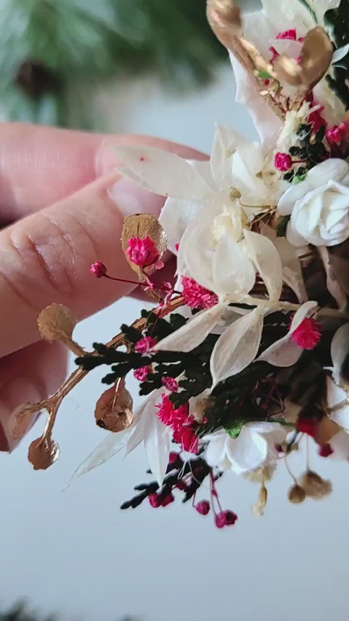 Nutcracker Christmas Brooch – Red Green Holiday Flower Pin | Large Christmas Gift for Her | Handmade Winter Jewelry for Coat or Sweater