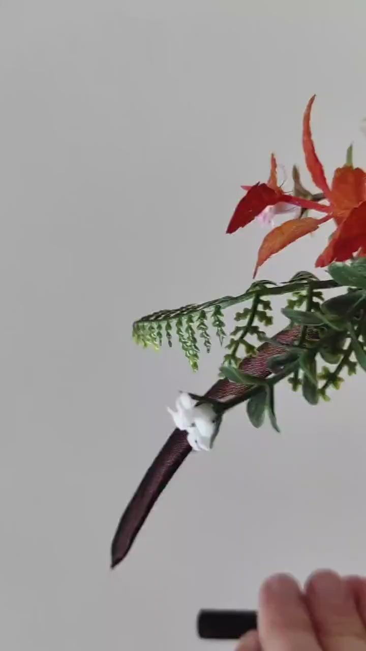 Kids Fuchsia Flower Headband: Frida Hair Crown, Colorful Wedding, Halloween