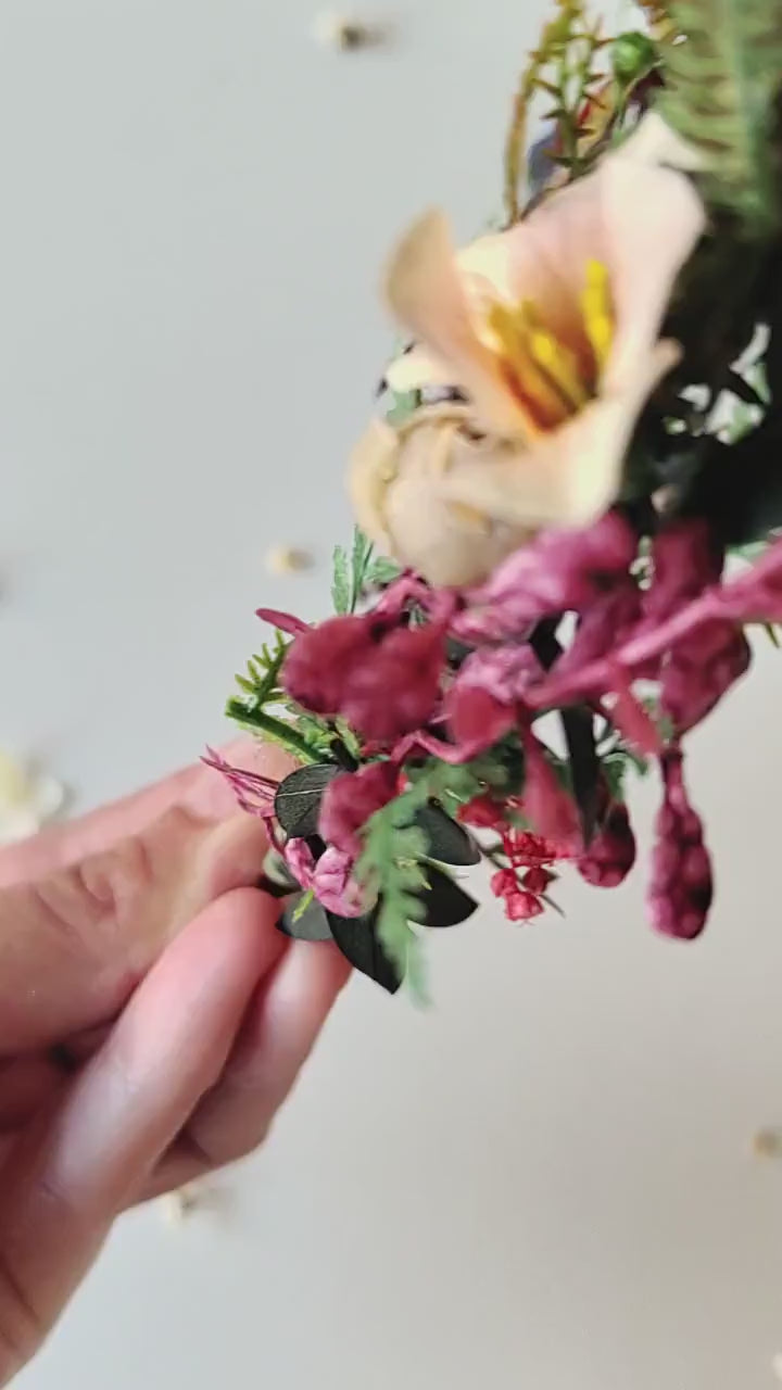 Wildflower Bridal Headband: Colorful Boho Meadow Flower Crown