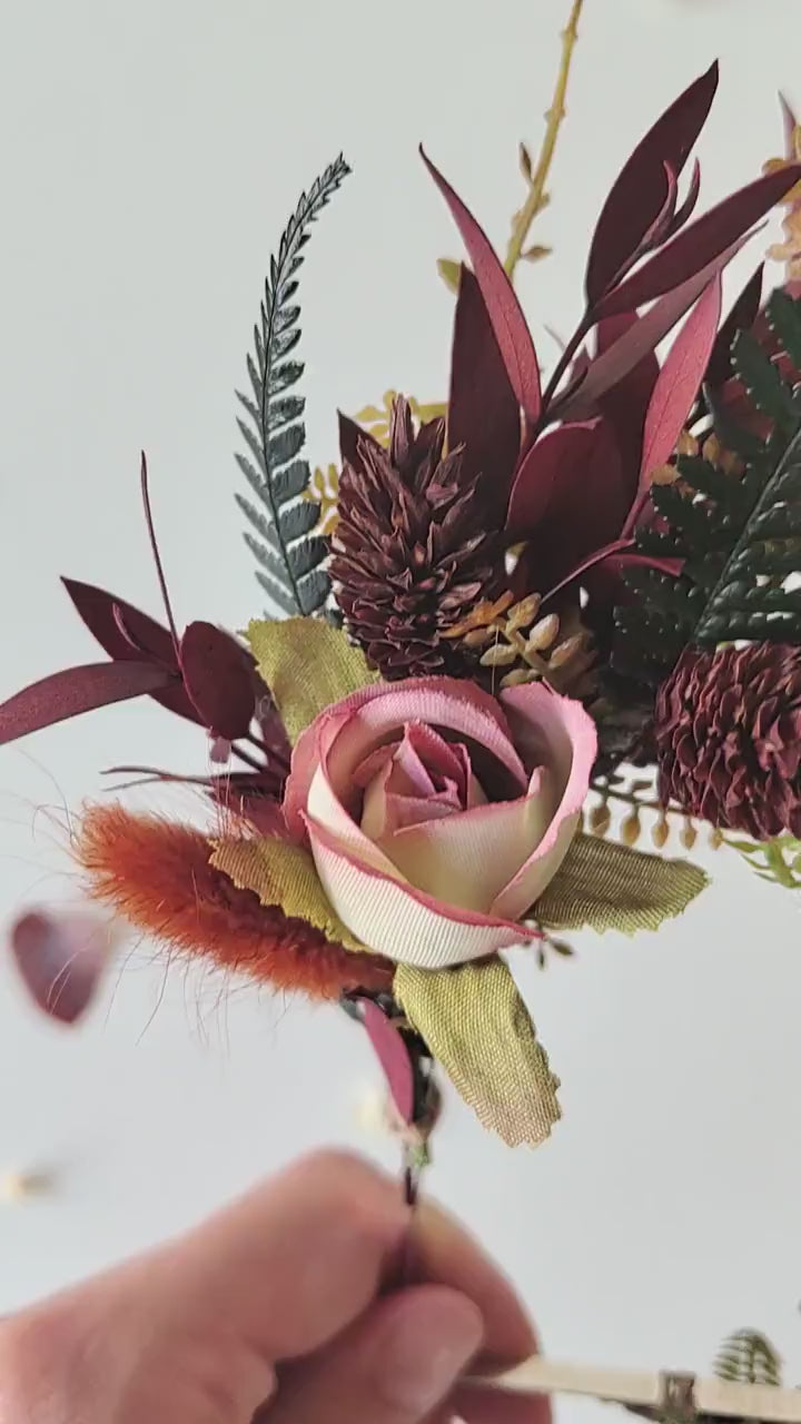 Autumn Terracotta Flower Crown: Rose Bud Bridal Headband