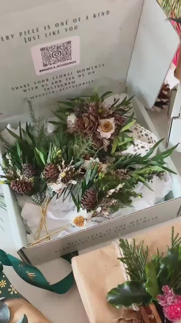 Handmade gift box "The rustling of the forest" - woodland hair comb, bracelet and hairpins