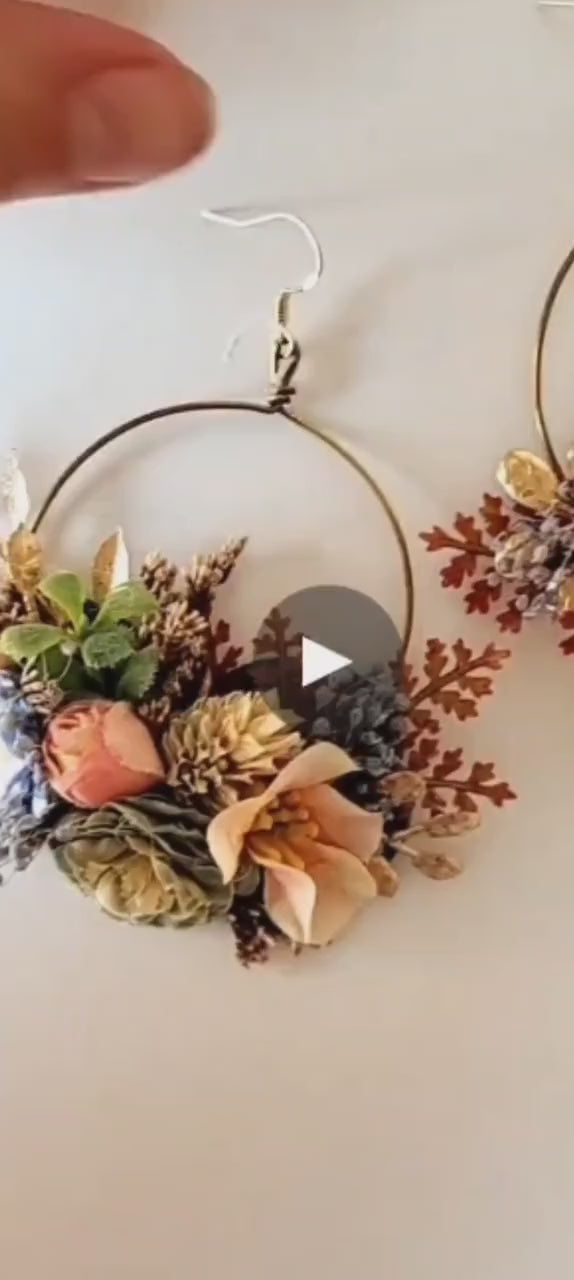 Colorful Flower Circle Earrings: Boho Wedding Jewelry