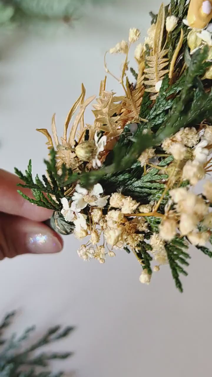 Christmas Headband: Gingerbread, Preserved Flowers, Winter Headpiece