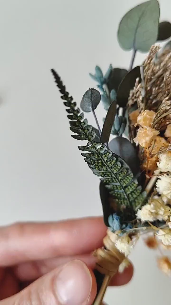 Preserved Flower Wedding Set: Rose Crown, Hair Vine, Boutonniere