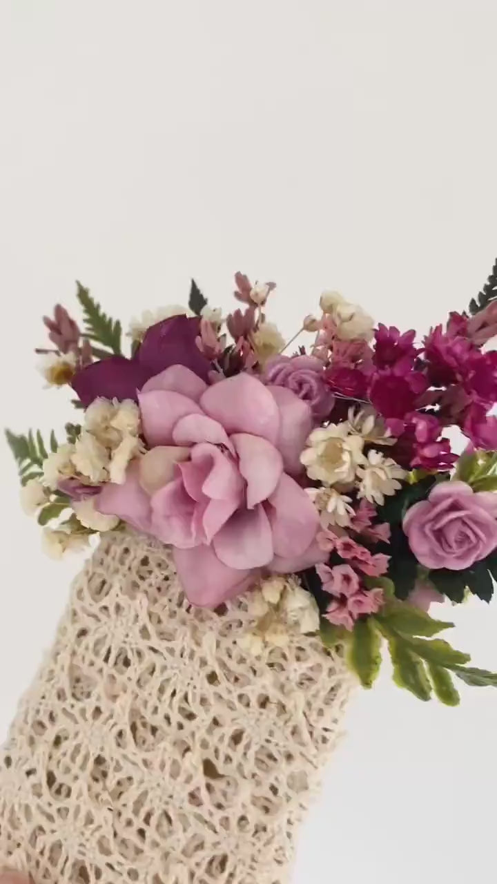 Purple Boho Boutonniere: Rustic Wedding Groom Accessory