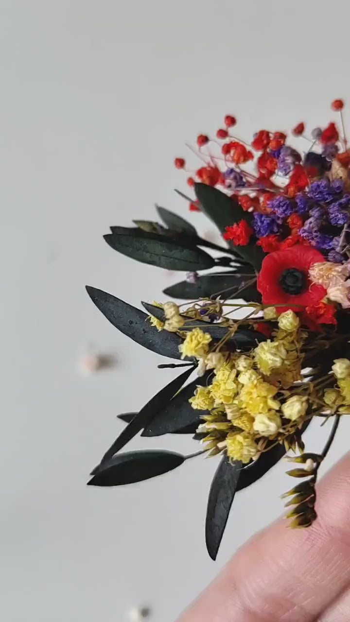 Folk Wedding Flower Hair Comb: Poppy Bridal Accessory