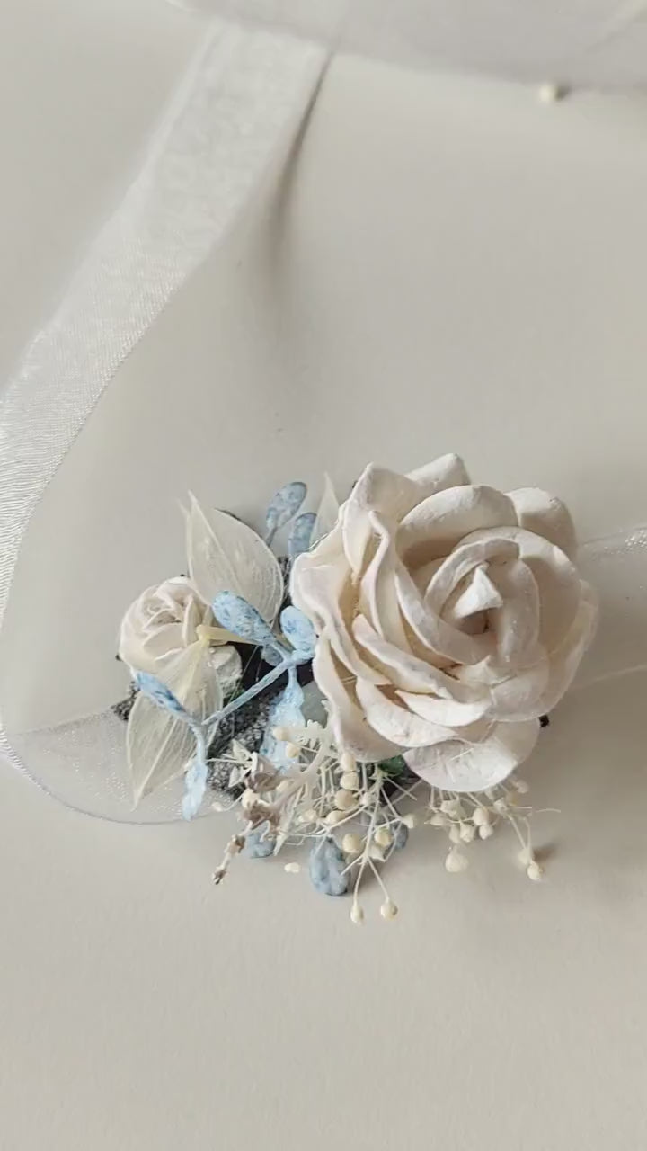 Boho Flower Belt: White Rose First Communion Dress Belt