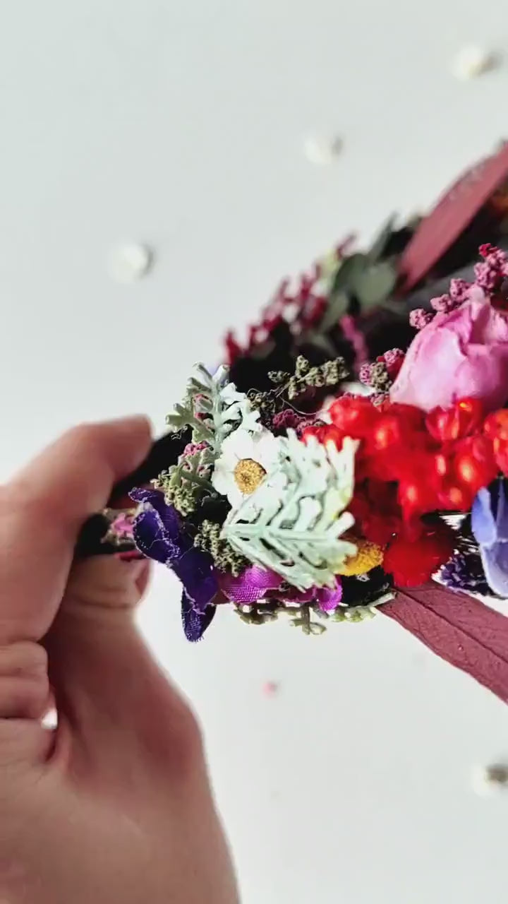 Colorful Preserved Flower Crown: Bridal Meadow Headpiece