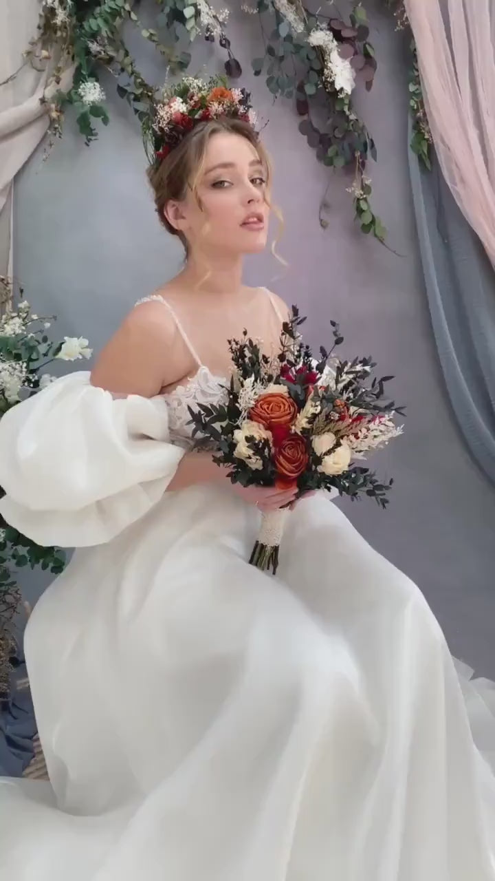 Terracotta Bridal Bouquet: Burnt Orange Rustic Wedding Flowers