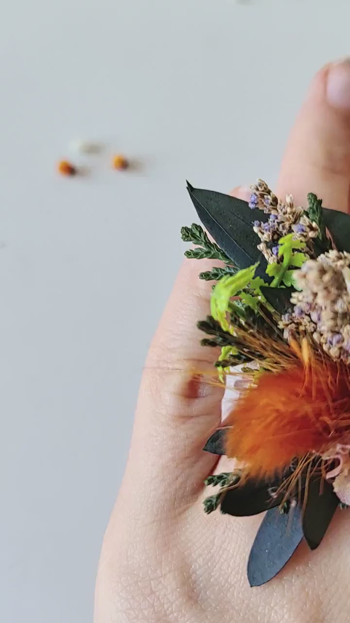 Terracotta Flower Ring: Boho Floral Jewelry, Adjustable Band