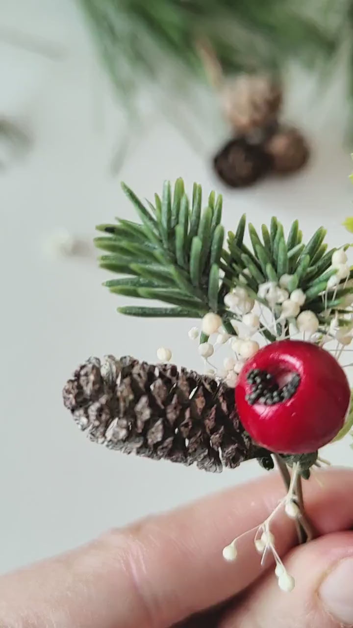 Red Berry Christmas Hairpins: Winter Wedding Accessories