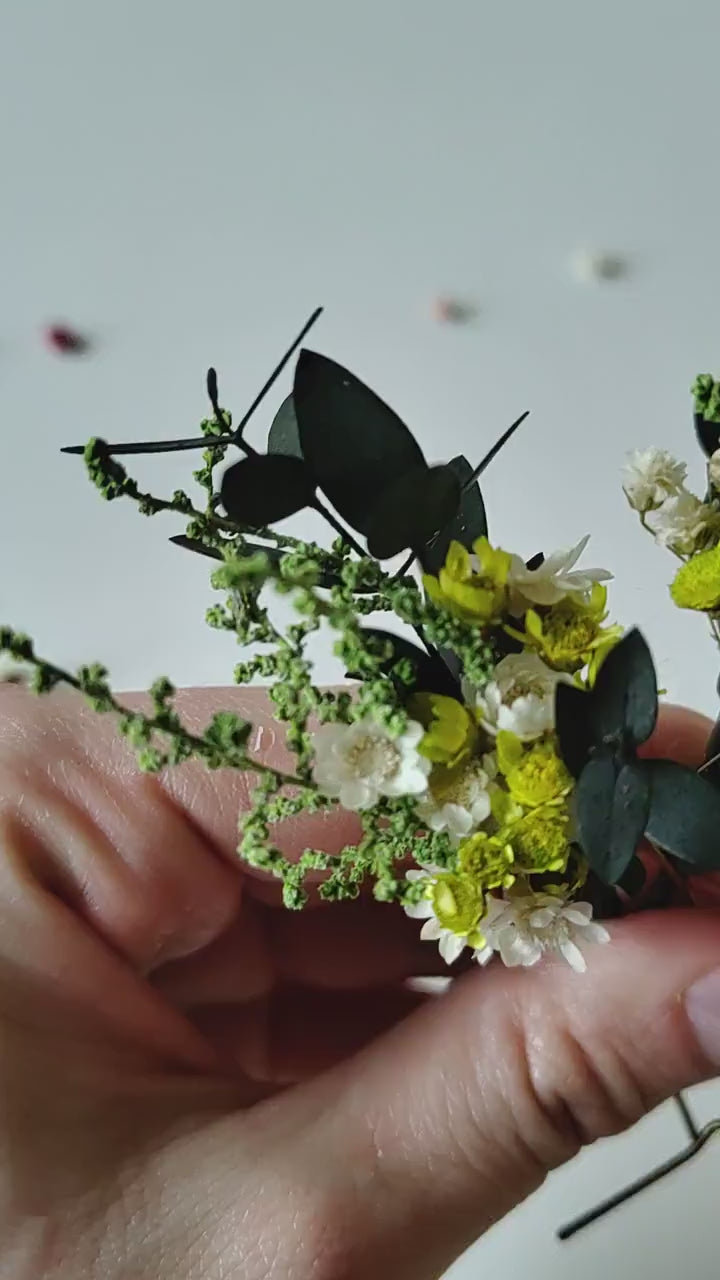Preserved Flower Hairpins: Greenery Bridal Hair Accessory